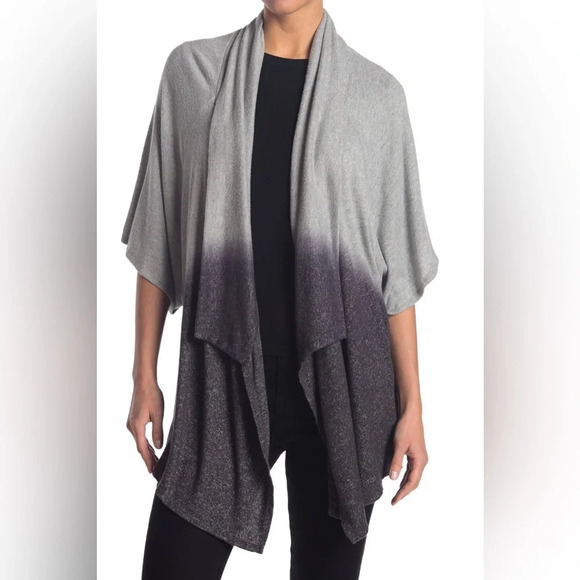 NWOT Status By Chenault Nordstrom Ombre Dip Dye Cardigan Sweater Gray Size Small - Picture 1 of 8